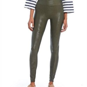 SPANX Olive Green Faux Leather Legging size M